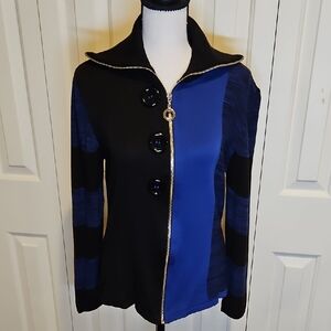 Angel Black and Blue Women'sSwwater Zip Up XS NWOT